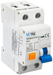 Wyłącznik różnicowoprądowy z członem nadprądowym 1P+N 16A 30mA typ AC LC-Tec EBS9BLN-30/16/AC LCTEC-EBS9BLN-30/16/