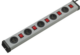 Listwa zasilająca 1.5mm², 16A, 250 V, 5 wtykowa CEE 7/7 niemieckie Schuko/francuskie dł. kabla 1.5m Czarny PVC Typ E