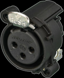 XLR panel socket, 3 pole, gold-plated, metal, NC3FAH1