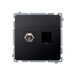 Simon Basic Gniazdo antenowe typu F + komputerowe RJ45 kat.6 grafit matowy BMAFRJ45.01/28