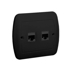 Simon Akord Gniazdo komputerowe RJ45 podwójne, kategoria 5e. Montaż do puszki na wkręty czarny AF52/49