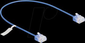 80778 RJ45 Network Cable Cat.6 UTP Ultra Slim 0.3 m blue with short pl