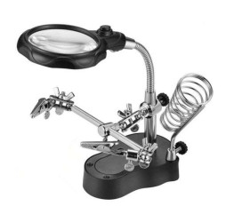 Helping Hands + Magnifying Glass + LED Lamp + Solder Iron Holder Set
