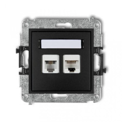 MINI Gniazdo telefoniczne RJ11 + gniazdo komputerowe RJ45 kat. 5e 8-stykowy beznarzędziowy czarny mat 12MGTK