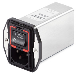 Gniazdo zasilające IEC z filtrem przeciwzakłóceniowym2 4A IEC/EN 60601-1 Schaffner Montaż na panelu 5 x 20mm