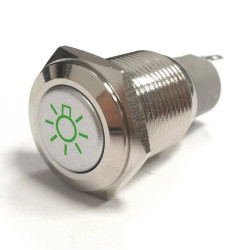 Przycisk wandaloodporny PBW-16BŻ monostabilny 2A 250V klawisz płaski symbol żarówki podśw zielone