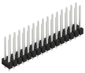 Pin header, 32 pole, pitch 2.54 mm, straight, black, 10054840
