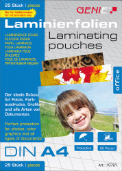 10781 Laminating films, DIN A4, 80 mic, pack of 25