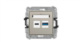 Icon Mechanizm Ładowarki Usb Podwójnej Usb C + Usb A, 20W Max. Taupe 60Icusb-8