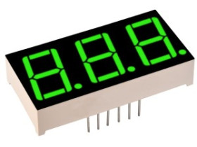 Wyświetlacz 7segmentowy 3cyfry zielony w.an