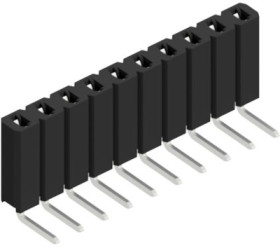 Socket header, 10 pole, pitch 2.54 mm, angled, 10026523