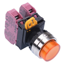 YW4L-M2E02Q0A Amber 22mm Metal Bezel Momentary Push Button Switch 2NC IP65 IDEC
