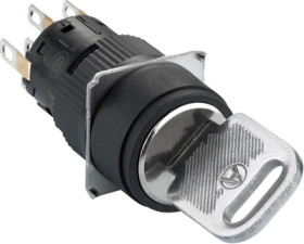 Key switch, unlit, latching, 2 Form C (NO/NC), waistband round, black, front ring black, mounting Ø 16 mm, XB6EAG232P