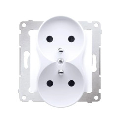 Simon 54 Nature Gniazdo podwójne z/u z przesłonami 16A, 250V białe DGZ2MZN.01/11