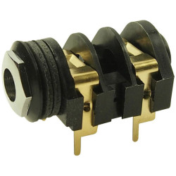 Cliff CL1308G 6.35mm Audio Jack Socket 2 Pin Mono Horizontal Black