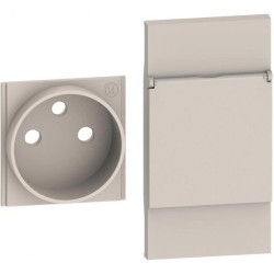 LIVING NOW plakietka gniazda 2P+Z z klapką 2mod. piaskowy beż KM55P