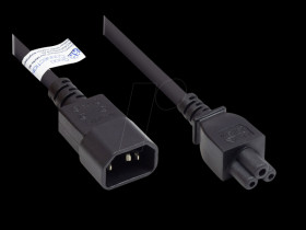 P1405-S020 Cold device extension C14 to C5 , black, 0.75 mm², 2 m