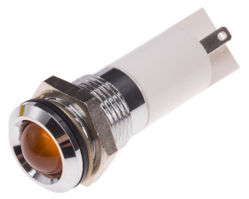 Lampka kontrolna do montażu panelowego 110V ac Pomarańczowy 14.5mm Chrom Końcówka lutownicza RS PRO