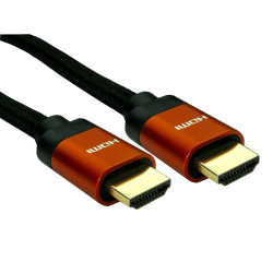 TruConnect 16-1763 3m 8K HDMI 28AWG Copper/Orange Hood Black Braided Cable