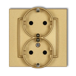 MINI Gniazdo podwójne z uziemieniem SCHUKO 2x(2P+Z) (przesłony torów prądowych) złoty 29MGP-2sp