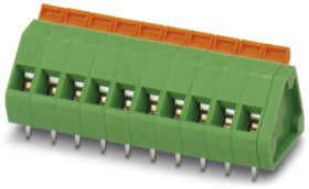PCB terminal, 2 pole, pitch 5.08 mm, AWG 24-14, 16 A, spring-clamp connection, green, 1890743