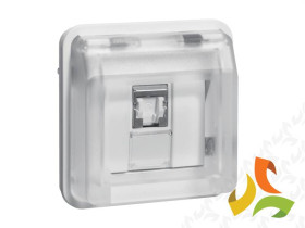 BERKER W.1 Gniazdo komputerowe UAE 8-biegunowe kat.6e z pokrywą IP55 biały 14093512 HAGER