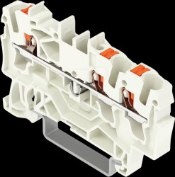 2202-1309 3-wire feed-through terminal, with pusher 2.5 mm², light grey