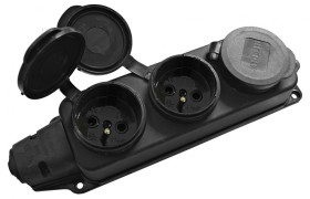 Listwa /rozgałęźnik/ do przedłużacza 3‑gniazda z/u gumowe IP44 AEI602233-L