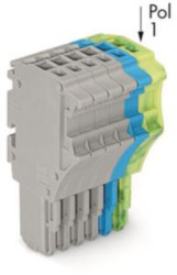 1-wire female connector, 6 pole, pitch 3.5 mm, straight, gray/blue/green-yellow, 2020-106/000-038
