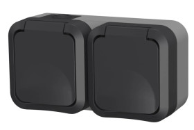 Gniazdo z uziemieniem podwójne natynkowe Aqua Pro IP55 szaro grafitowe 60325