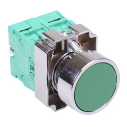 Techna PtecMetPNGreen Green Flush Push Button Switch Metal 10A 2NO