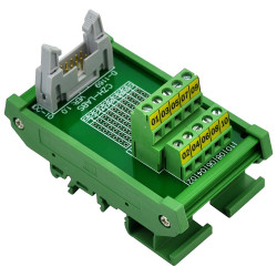 CZH-LABS DIN Rail Mount IDC-10 Male Header Connector Breakout Board Interface Module, IDC Pitch 0.1&quot;, Terminal Block Pitch