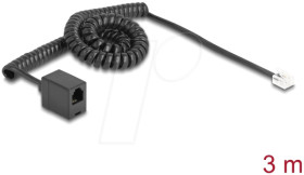 90232 Telephone cable / coiled cable, RJ11 plug / socket, 3 m