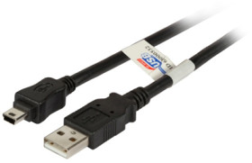 USB 2.0 adapter cable, USB plug type A to mini USB plug type B, 3 m, black, K5251SW.3
