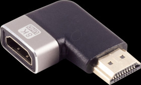 SP10-01052 HDMI connector/socket adapter, 8K 60 Hz, angled left