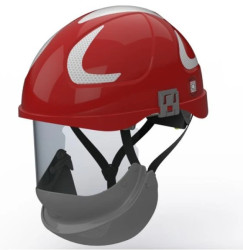 HUBIX SECRA H058S F113.WSE2 Czerwony hełm elektroizolacyjny, osłona twarzy klasy 2 Box-test, do 20 kV AC / 1,5 kV DC