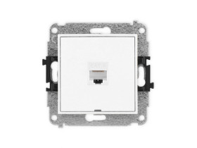 MINI Mechanizm gniazda komputerowego pojedynczego 1xRJ45, kat. 6, 8-stykowy, bez pola opisowego biały mat 25MGKBO-3 KARLIK