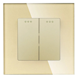 Włącznik światła szklany podwójny - złoty - Tawoia Glass