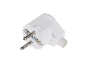 Wtyczka kątowa z uziemieniem unischuko biała WT-20