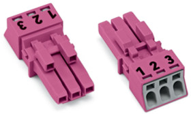Socket, 3 pole, push-in, 1.5 mm², pink, 890-283