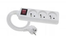 Przedłużacz elektryczny z uziemieniem, wyłącznik 3 gniazdka, przewód 5m