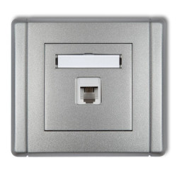 FLEXI Gniazdo telefoniczne pojedyncze 1xRJ11, 4-stykowe, beznarzędziowe srebrny metalik 7FGT-1