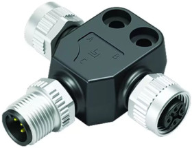 Adapter, 2 x M12 (5 pole, socket) to M12 (5 pole, plug), T-shape, 79 5256 190 05