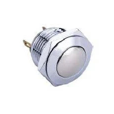 Przycisk wandaloodporny 16mm wypukły chromowany, wyprowadzenia do lutowania