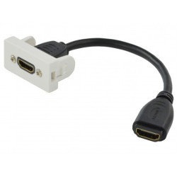 Gniazdo HDMI 1.4 z przewodem 15cm moduł 1M 22,5x45 biały Mediabox