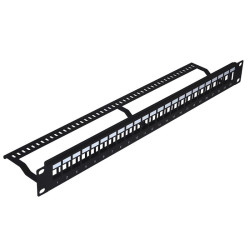 Patch Panel 24-port pusty Rack 19" 1U organizer kabli Keystone