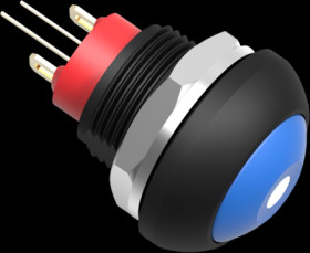Pushbutton, 1 pole, blue, illuminated  (white), 0.12 A/125 VAC, 0.2 A/50 VDC, 13.6 mm, IP68, 2-2329387-1