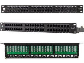 Patchpanel kat.6 19cali 48p UTP z półką 1U NEKU