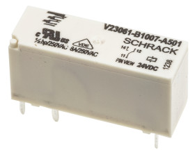 Przekaźnik mocy 24V dc SPDT TE Connectivity 254mW, montaż PCB 2270Ω Otwór przezierny