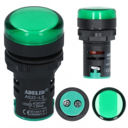 Lampka kontrolna sterownicza LED Zielona 24V fi:22mm ADELID